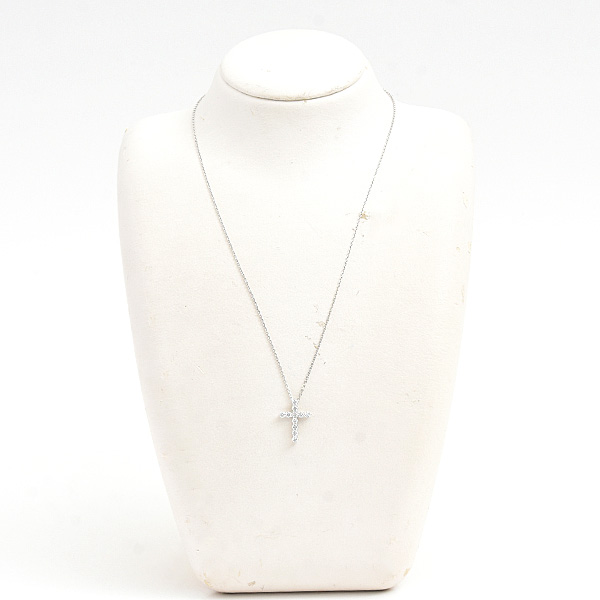 スタージュエリー ネックレス レディース ダイヤ クロス ペンダント D0.50ct プラチナ PT950 STAR JEWELRY 1XN0707 中古