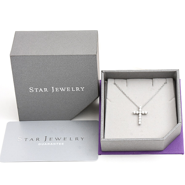 スタージュエリー ネックレス レディース ダイヤ クロス ペンダント D0.50ct プラチナ PT950 STAR JEWELRY 1XN0707 中古