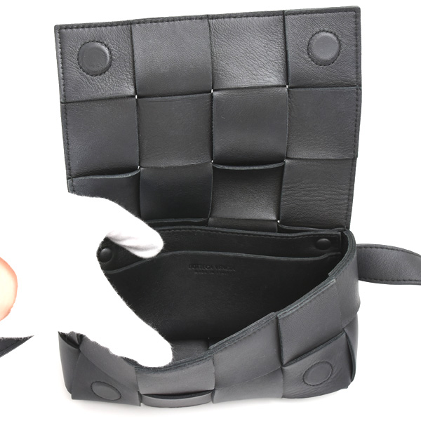 ボッテガヴェネタ バッグ メンズ ベルトカセット ボディバック マキシイントレチャート ブラック ラムスキン BOTTEGA VENETA 668572 中古