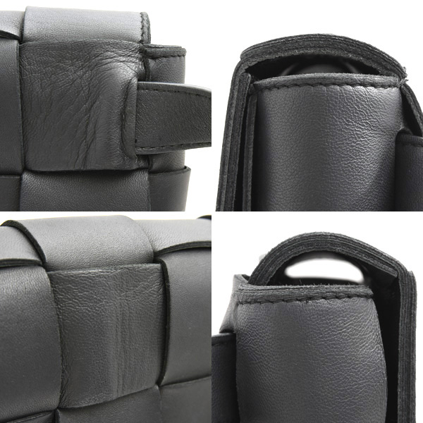ボッテガヴェネタ バッグ メンズ ベルトカセット ボディバック マキシイントレチャート ブラック ラムスキン BOTTEGA VENETA 668572 中古