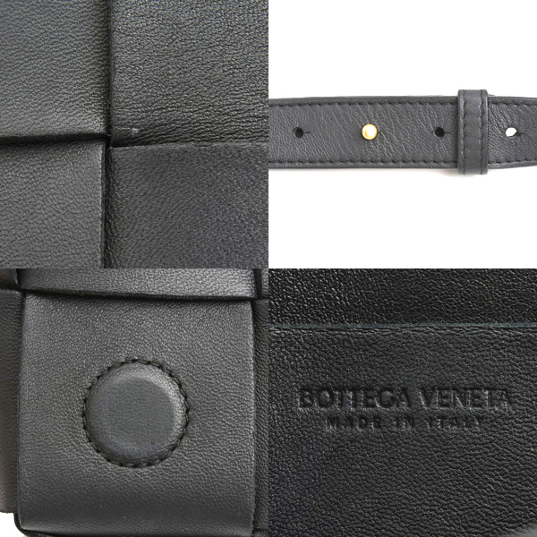 ボッテガヴェネタ バッグ メンズ ベルトカセット ボディバック マキシイントレチャート ブラック ラムスキン BOTTEGA VENETA 668572 中古