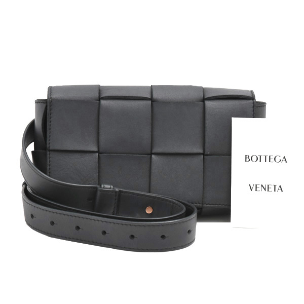 ボッテガヴェネタ バッグ メンズ ベルトカセット ボディバック マキシイントレチャート ブラック ラムスキン BOTTEGA VENETA 668572 中古