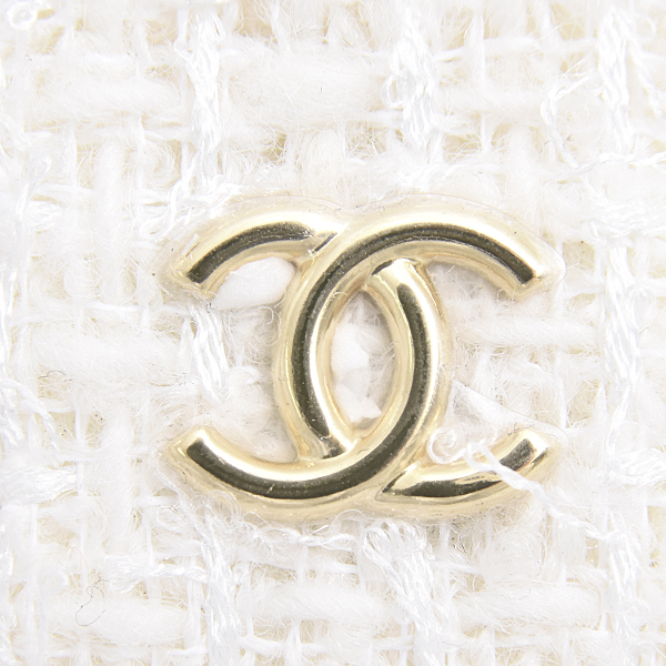 シャネル バッグ レディース マトラッセ リボン チェーンショルダー カードケース コインケース ツイード ホワイト CHANEL 中古