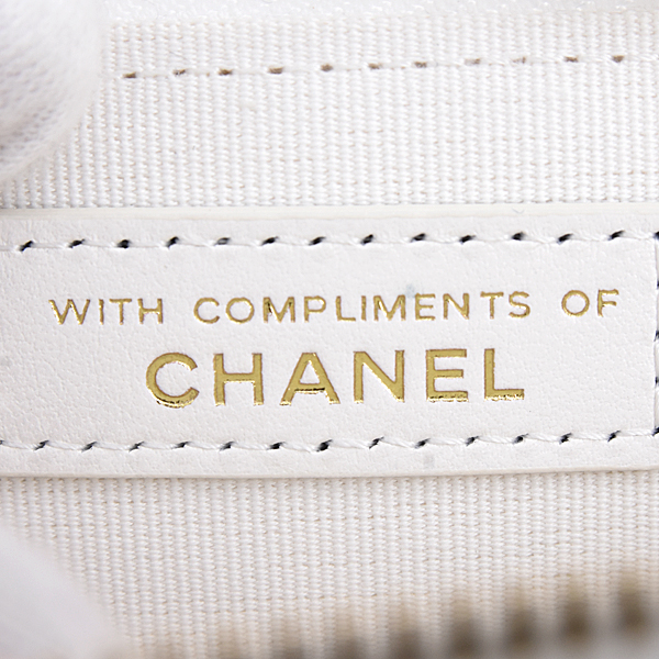 シャネル バッグ レディース マトラッセ リボン チェーンショルダー カードケース コインケース ツイード ホワイト CHANEL 中古