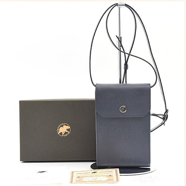 ハンティングワールド バッグ レディース メンズ スマートフォンケース282CGR レザー ネイビー HUNTING WORLD 中古