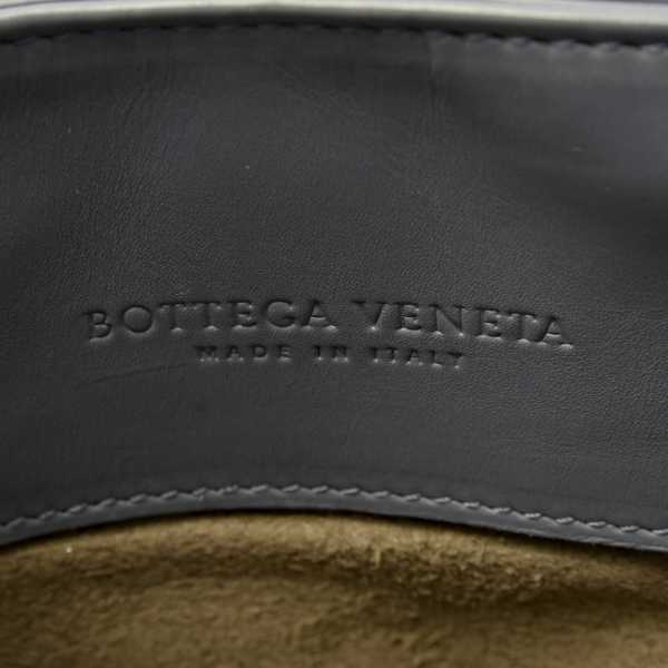 ボッテガヴェネタ レディース ベビーローマ ハンドバッグ ショルダーバッグ イントレチャート 2WAY ブルーグレー BOTTEGA VENETA 中古