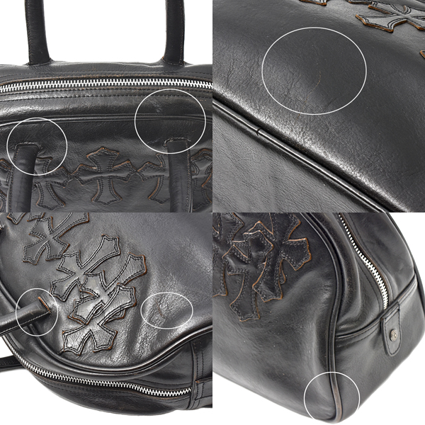 クロムハーツ バッグ メンズ セメタリークロスパッチ GYM SM レザー ブラック CHROME HEARTS 中古