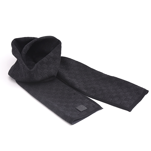 ルイヴィトン マフラー メンズ エシャルプ ネオ プティ ダミエ ブラック ウール100% Louis Vuitton M77988 中古