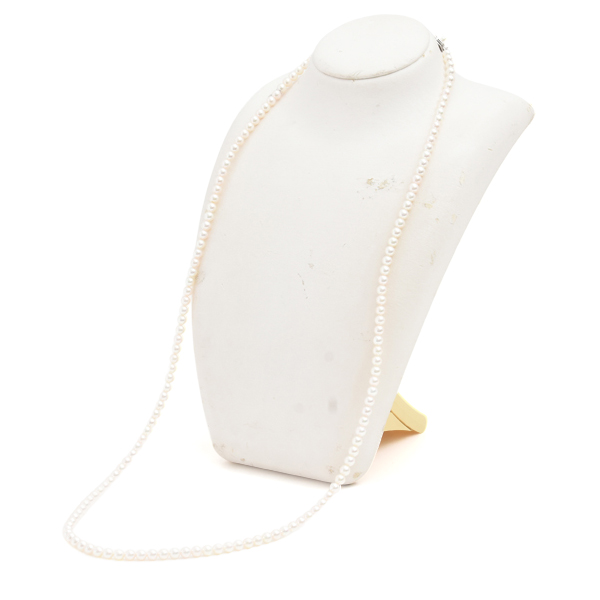 ミキモト ネックレス レディース ベビーパール Mチャーム付 ロングネックレス 4.9mm～5.5mm シルバー MIKIMOTO SV925 中古