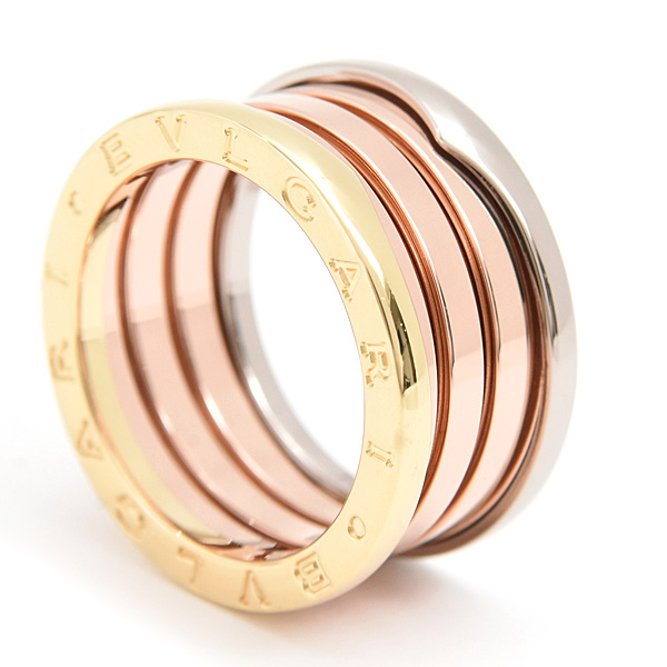 ブルガリ 指輪 レディース メンズ ビーゼロワン B-ZERO1 パーフェクトミステイク リング 56号 実寸15号 ゴールド 750YG×WG×PG BVLGARI 中古