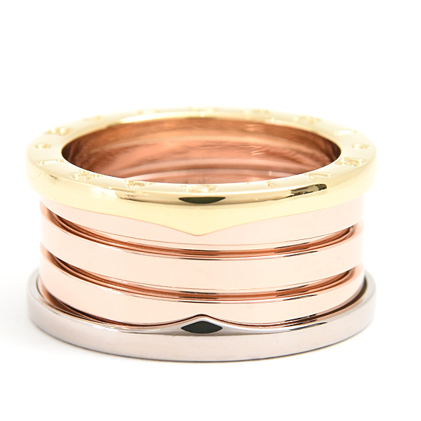 ブルガリ 指輪 レディース メンズ ビーゼロワン B-ZERO1 パーフェクトミステイク リング 56号 実寸15号 ゴールド 750YG×WG×PG BVLGARI 中古