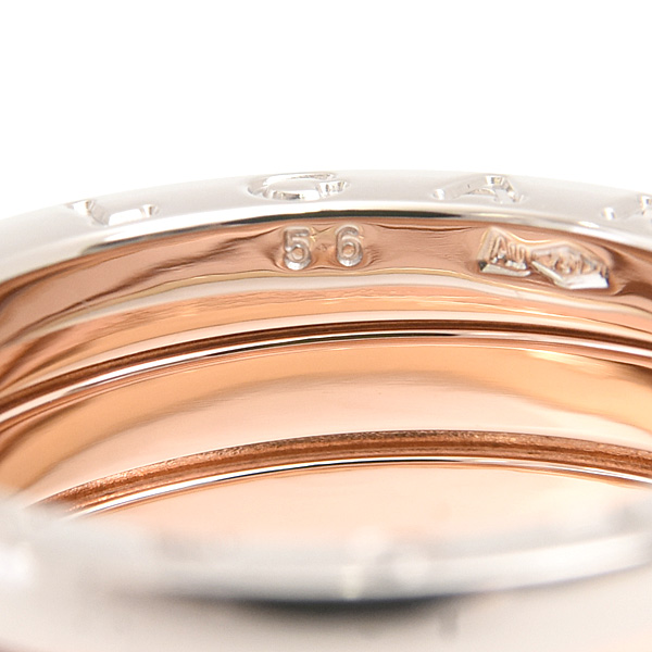 ブルガリ 指輪 レディース メンズ ビーゼロワン B-ZERO1 パーフェクトミステイク リング 56号 実寸15号 ゴールド 750YG×WG×PG BVLGARI 中古