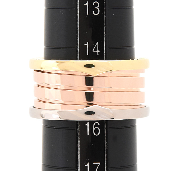 ブルガリ 指輪 レディース メンズ ビーゼロワン B-ZERO1 パーフェクトミステイク リング 56号 実寸15号 ゴールド 750YG×WG×PG BVLGARI 中古