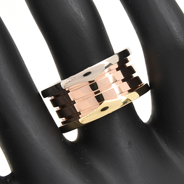 ブルガリ 指輪 レディース メンズ ビーゼロワン B-ZERO1 パーフェクトミステイク リング 56号 実寸15号 ゴールド 750YG×WG×PG BVLGARI 中古