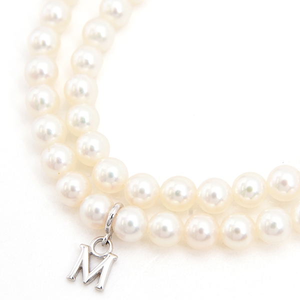 ミキモト ネックレス レディース ベビーパール Mチャーム付 ネックレス 4.0mm～4.4mm ホワイトゴールド MIKIMOTO K18WG 中古