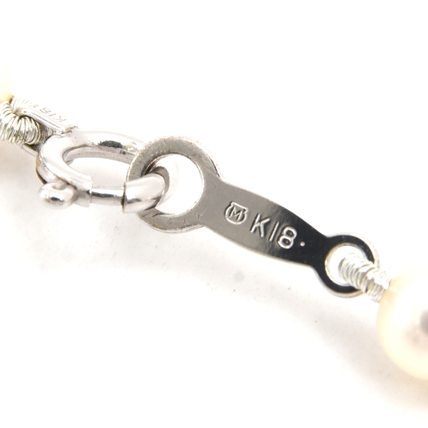 ミキモト ネックレス レディース ベビーパール Mチャーム付 ネックレス 4.0mm～4.4mm ホワイトゴールド MIKIMOTO K18WG 中古