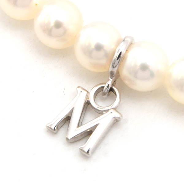 ミキモト ネックレス レディース ベビーパール Mチャーム付 ネックレス 4.0mm～4.4mm ホワイトゴールド MIKIMOTO K18WG 中古