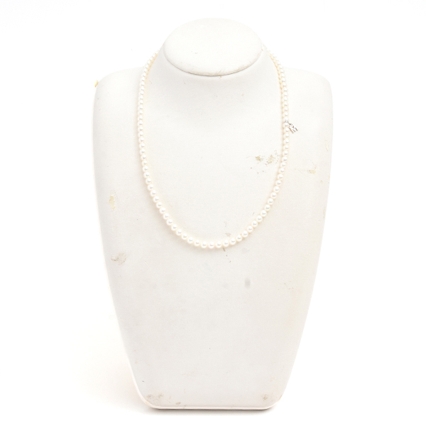 ミキモト ネックレス レディース ベビーパール Mチャーム付 ネックレス 4.0mm～4.4mm ホワイトゴールド MIKIMOTO K18WG 中古