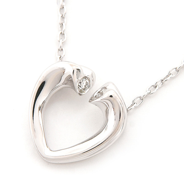 ティファニー ネックレス レディース テンダネスハート 2Pダイヤ ペンダント パロマピカソ ホワイトゴールド 750WG 中古