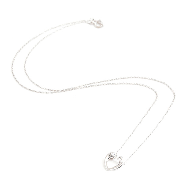 ティファニー ネックレス レディース テンダネスハート 2Pダイヤ ペンダント パロマピカソ ホワイトゴールド 750WG 中古