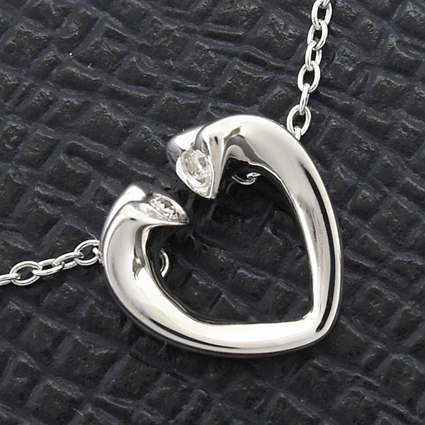 ティファニー ネックレス レディース テンダネスハート 2Pダイヤ ペンダント パロマピカソ ホワイトゴールド 750WG 中古