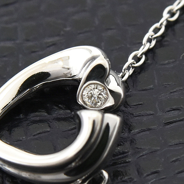 ティファニー ネックレス レディース テンダネスハート 2Pダイヤ ペンダント パロマピカソ ホワイトゴールド 750WG 中古