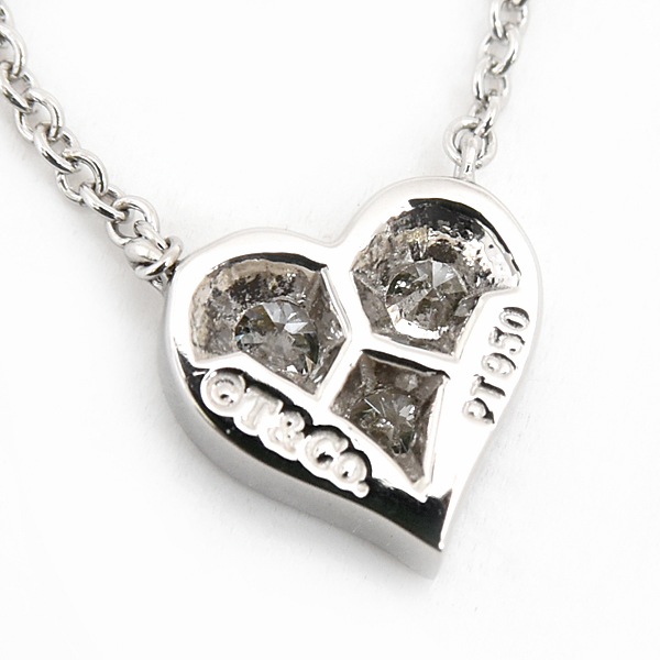 ティファニー ネックレス レディース センチメンタル ハート 3Pダイヤモンド ペンダント プラチナ TIFFANY PT950 中古