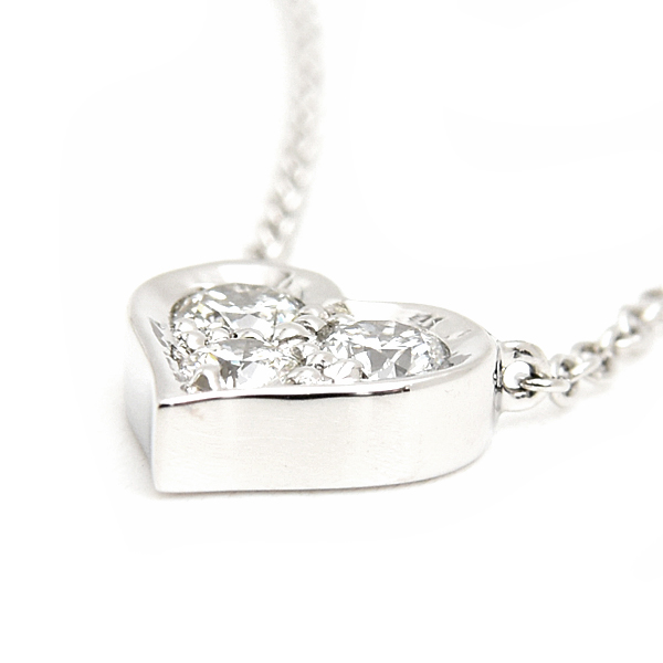 ティファニー ネックレス レディース センチメンタル ハート 3Pダイヤモンド ペンダント プラチナ TIFFANY PT950 中古
