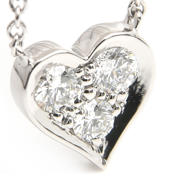 ティファニー ネックレス レディース センチメンタル ハート 3Pダイヤモンド ペンダント プラチナ TIFFANY PT950 中古
