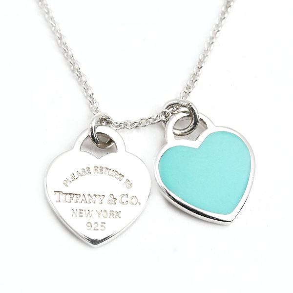 ティファニー ネックレス レディース リターン トゥ ブルー ダブル ハート タグ ペンダント ミニ スターリングシルバー TIFFANY SV925 中古