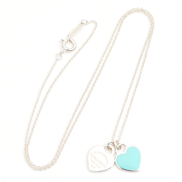 ティファニー ネックレス レディース リターン トゥ ブルー ダブル ハート タグ ペンダント ミニ スターリングシルバー TIFFANY SV925 中古