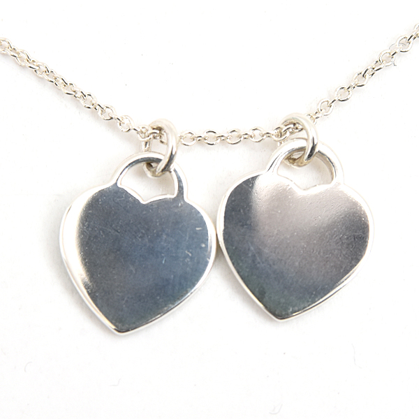 ティファニー ネックレス レディース リターン トゥ ブルー ダブル ハート タグ ペンダント ミニ スターリングシルバー TIFFANY SV925 中古