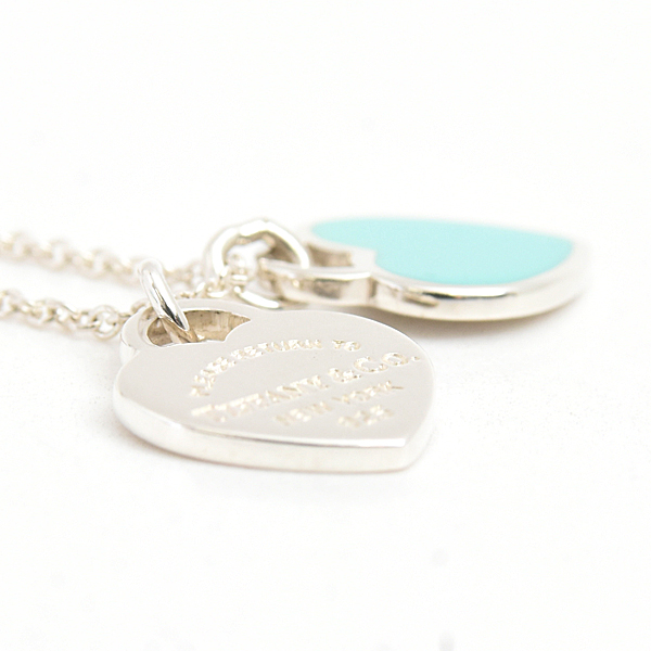 ティファニー ネックレス レディース リターン トゥ ブルー ダブル ハート タグ ペンダント ミニ スターリングシルバー TIFFANY SV925 中古