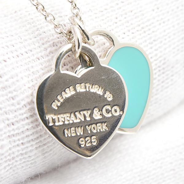 ティファニー ネックレス レディース リターン トゥ ブルー ダブル ハート タグ ペンダント ミニ スターリングシルバー TIFFANY SV925 中古