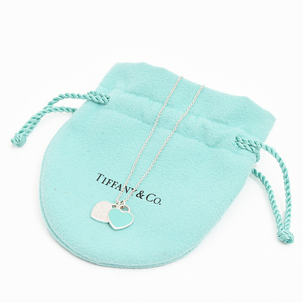 ティファニー ネックレス レディース リターン トゥ ブルー ダブル ハート タグ ペンダント ミニ スターリングシルバー TIFFANY SV925 中古
