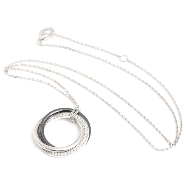 カルティエ ネックレス レディース トリニティ ダイヤモンド ネックレス ホワイトゴールド セラミック Cartier 750WG×CE 中古