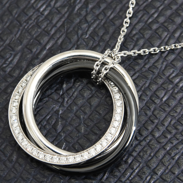 カルティエ ネックレス レディース トリニティ ダイヤモンド ネックレス ホワイトゴールド セラミック Cartier 750WG×CE 中古