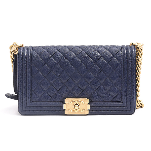 シャネル バッグ レディース ボーイシャネル チェーンショルダーバッグ キャビアスキン ネイビー CHANEL 中古