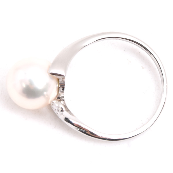 ミキモト 指輪 レディース 1Pパール ダイヤリング 9号 8.6mm珠 プラチナ MIKIMOTO PT950 中古