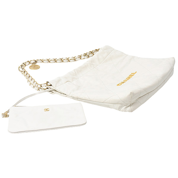 シャネル バッグ レディース CHANEL22 スモールハンドバッグ チェーンショルダー カーフ ホワイト CHANEL AS3260 中古