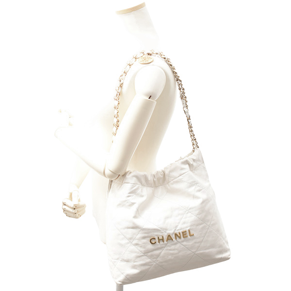 シャネル バッグ レディース CHANEL22 スモールハンドバッグ チェーンショルダー カーフ ホワイト CHANEL AS3260 中古