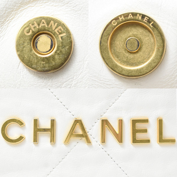 シャネル バッグ レディース CHANEL22 スモールハンドバッグ チェーンショルダー カーフ ホワイト CHANEL AS3260 中古