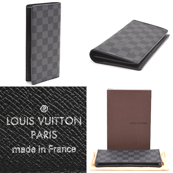 ルイヴィトン 財布 メンズ ダミエグラフィット ポルトフォイユブラザ 縦型 ロングウォレット 二つ折り 長財布 Louis Vuitton N62665 中古