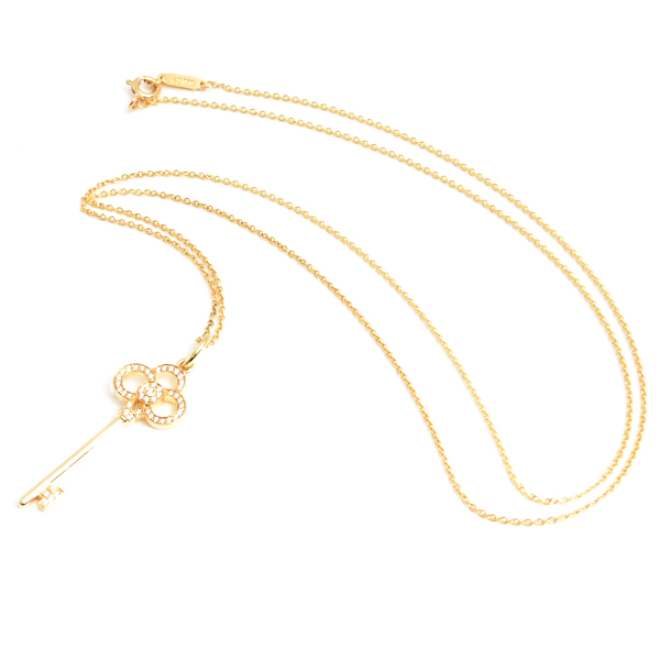 ティファニー ネックレス レディース クラウンキー ダイヤ ロング ネックレス 60.5cm イエローゴールド TIFFANY 750YG 中古