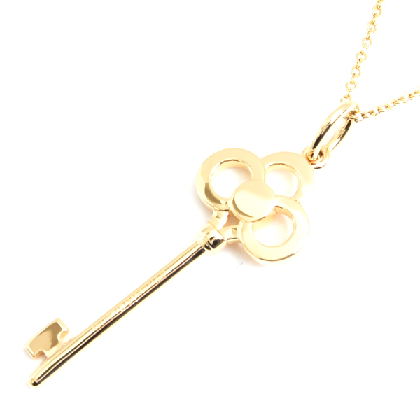 ティファニー ネックレス レディース クラウンキー ダイヤ ロング ネックレス 60.5cm イエローゴールド TIFFANY 750YG 中古