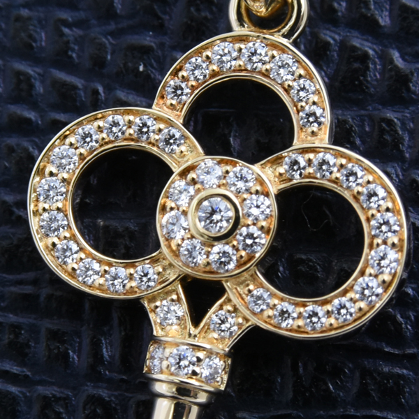 ティファニー ネックレス レディース クラウンキー ダイヤ ロング ネックレス 60.5cm イエローゴールド TIFFANY 750YG 中古