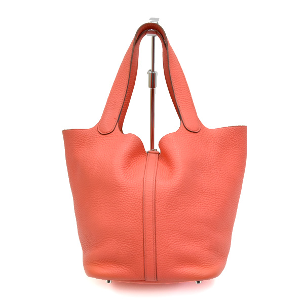 エルメス バッグ ピコタンロック22 MM トリヨンクレマンス ハンドバッグ Y刻印 コーラルピンク系 HEREMRS 中古