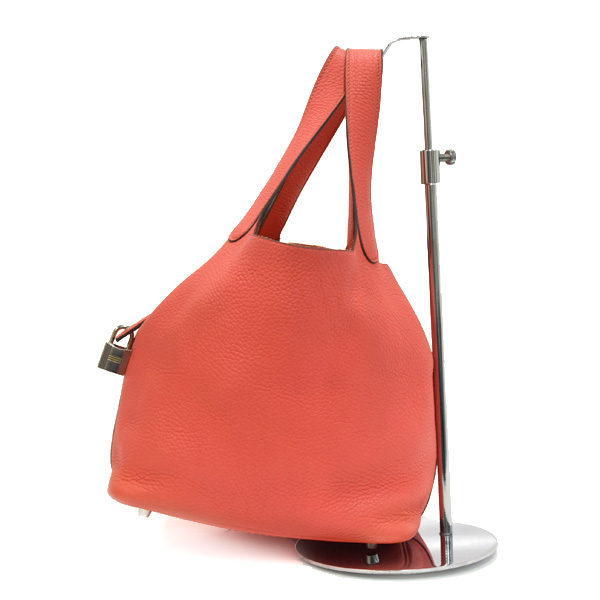 エルメス バッグ ピコタンロック22 MM トリヨンクレマンス ハンドバッグ Y刻印 コーラルピンク系 HEREMRS 中古