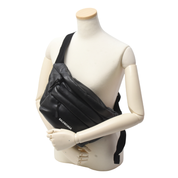 バレンシアガ バッグ メンズ レディース ボディバッグ ベルトバッグ ブラック ソフトレザー 695517 BALENCIAGA 中古