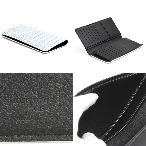 ルイヴィトン 財布 ポルトフォイユ ブラザ 二つ折り長財布 クロコダイル マット ブルー系 Louis Vuitton N80786 中古